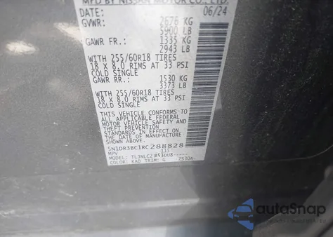 2024 Nissan Pathfinder Sv 4Wd from USA, damaged, VIN 5N1DR3BC1RC288828